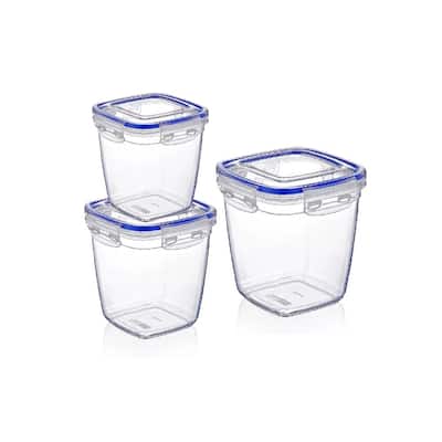 3 Pack Deep Square Sealed Containers - 20 oz., 36 oz.,64 oz.