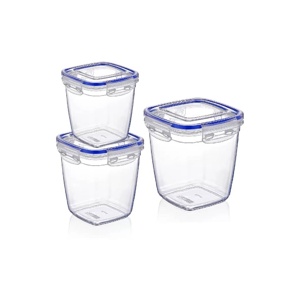 3 Pack Deep Square Sealed Containers - 20 oz., 36 oz.,64 oz.