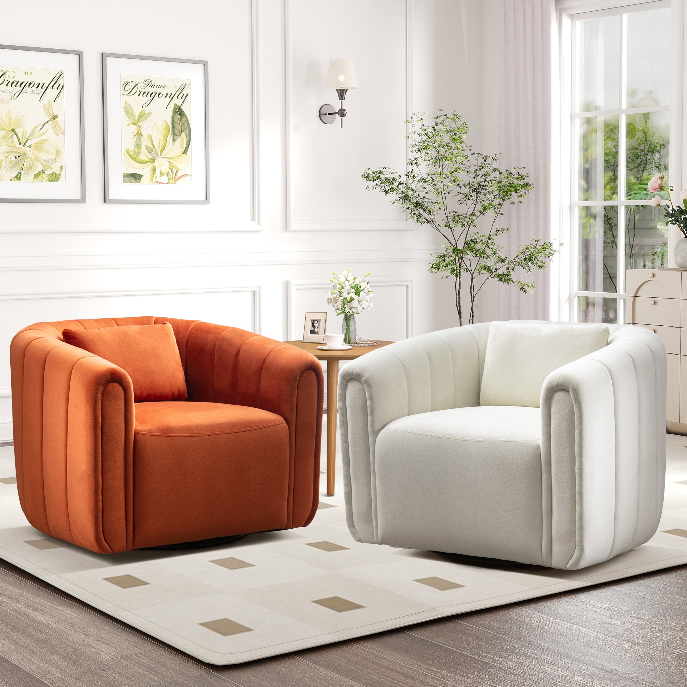 Ebello Oversize Velvet Swivel 360 Rotation Barrel Comfy Round Armchair With Plump Pillow Suitable For Living Room Bedroom On Sale Bed Bath Beyond 37218310