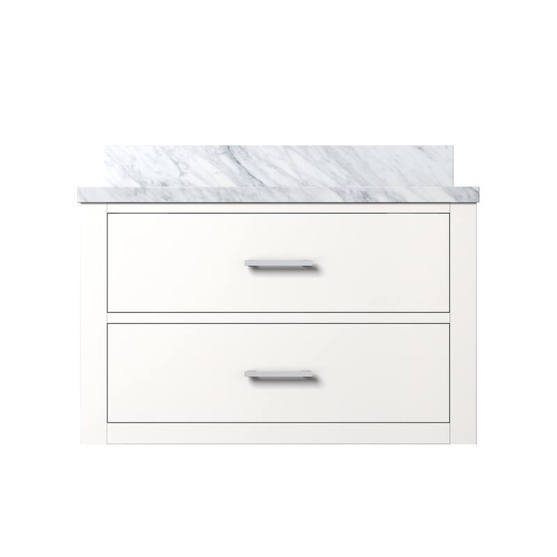 Castor Bath Vanity with Carrara Marble Top and Sink - 30 inch - White