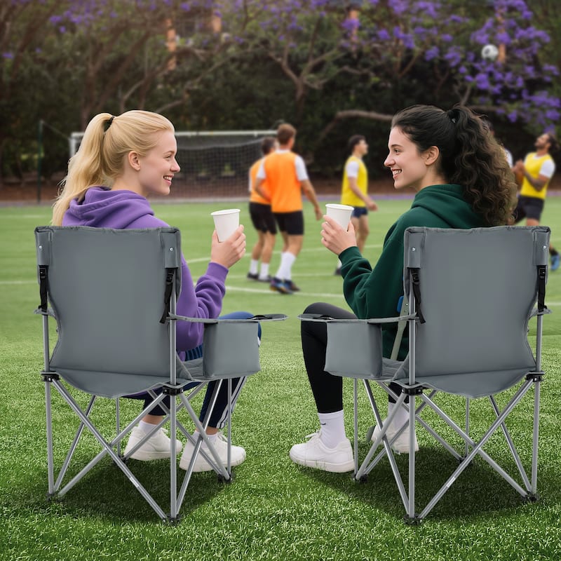 Gymax 2PCS Oversized Camping Chairs Heavy Duty Outdoor Folding Chair