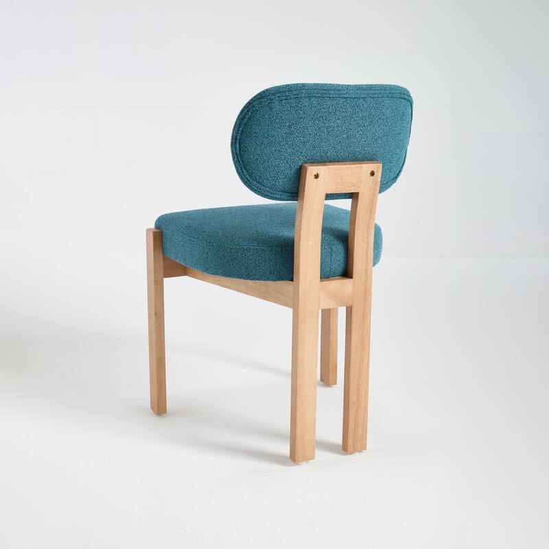 Farmhouse Wooden Dining Chairs Set of 2, Fabric Upholstered Chairs with Cushioned Wingback