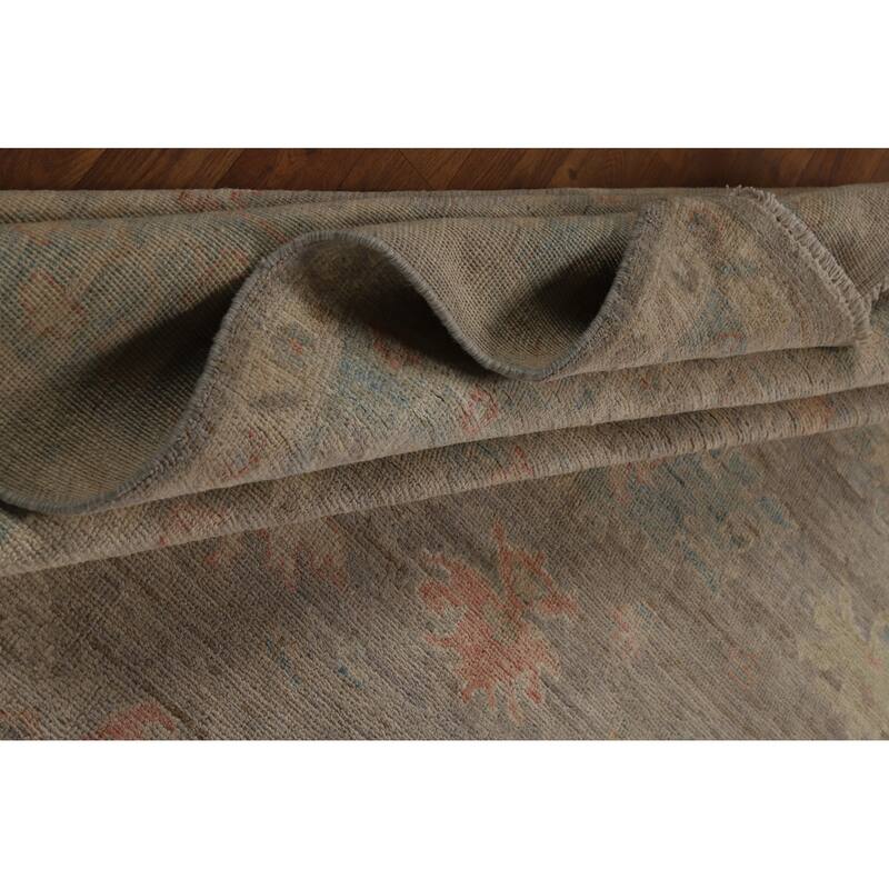 Hand Knotted Oriental 100% Wool Carpet Transitional All-Over Greys & Charcoal Oushak Area Rug - 9' 11'' X 7' 10''