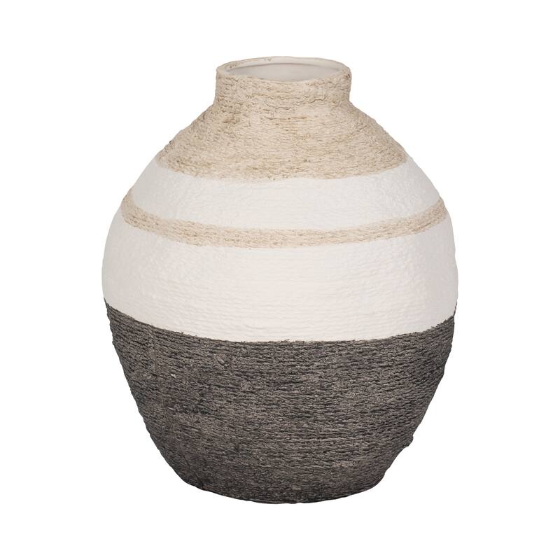 Sagebrook Home Striped Woven Textured Vase, Multi, Round