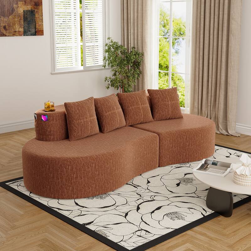 Modern Curved Sectional 3 Seat Minimalist Elegant Half Moon Sofa Compressed Modular Sectional Sofa for Living Room, Office