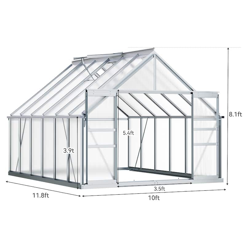 Moasis 8'/10' X 10'/12' Walk-in Hobby Greenhouse
