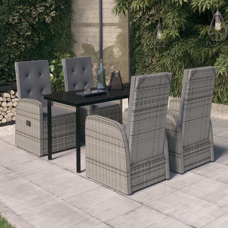 vidaXL Patio Dining Set Outdoor Dining Set Table and Chair Set for Garden - Grey 55.1" x 27.6" x 29.1" 5-Piece