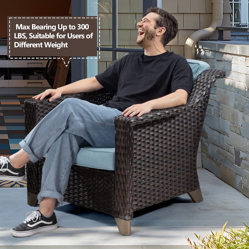 Cozywor Patio Wicker Outdoor Lounge Chair with Thick Cushions