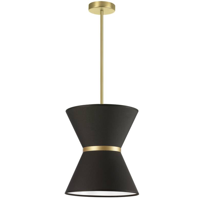 Pendant Light 1-Light Modern Farmhouse Ceiling Fixture Aged Brass Black Shade - 12