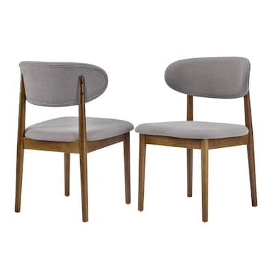 Christopher Knight Home - Draven Upholstered Side Chairs with Walnut wood frame and Curved Back（Set of 2）