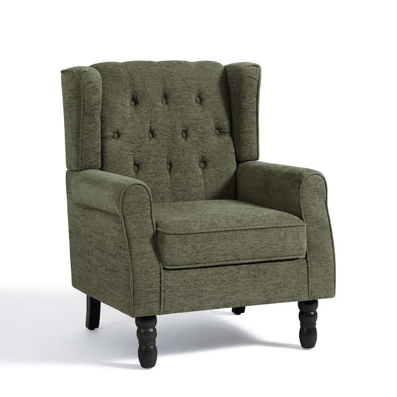 Button-Tufted Accent Chair Wingback Armchair - 38"H