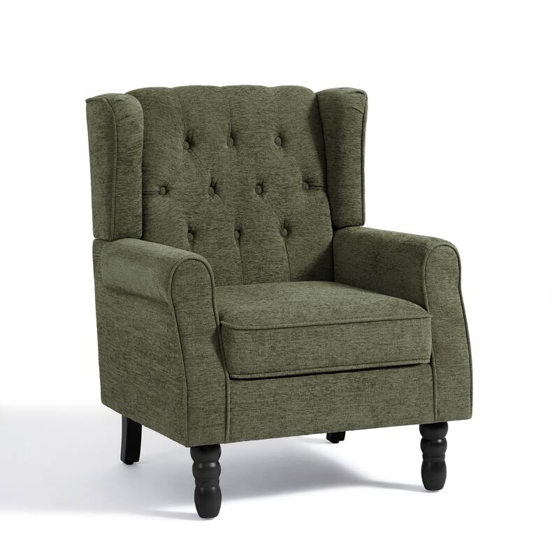 Button-Tufted Accent Club Chair Wingback Armchair Set of 2