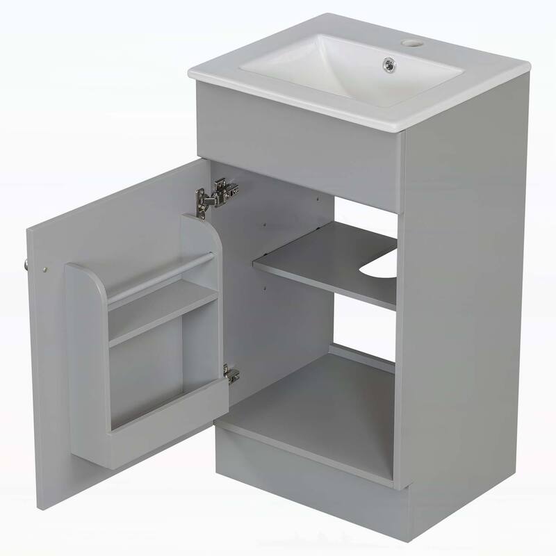 Freestanding Vanity Set with Door Shelf and Adjustable Shelf