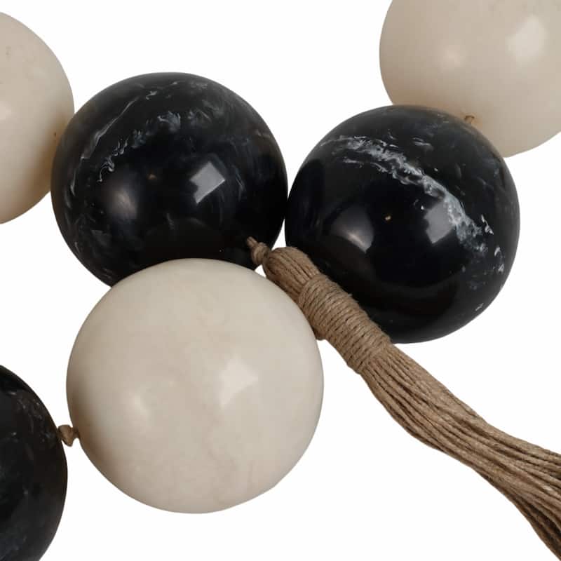 Decorative Bead Strand with Resin Spheres and Woven Jute Tassels - 46" x 3" x 3"