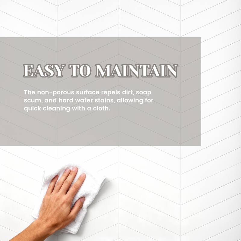 3-Piece Glue-Up SMC Composite Alcove Shower Wall Surround Kit, Waterproof Easy-Clean Shower Panels