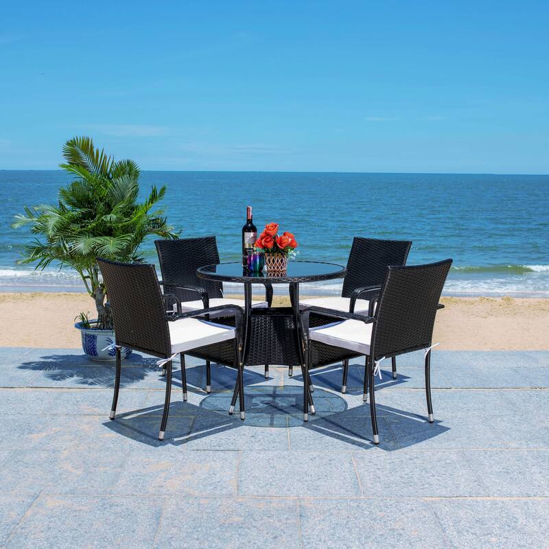 SAFAVIEH Outdoor Hanane 5-Piece Bistro Set - 32Wx32Dx34H