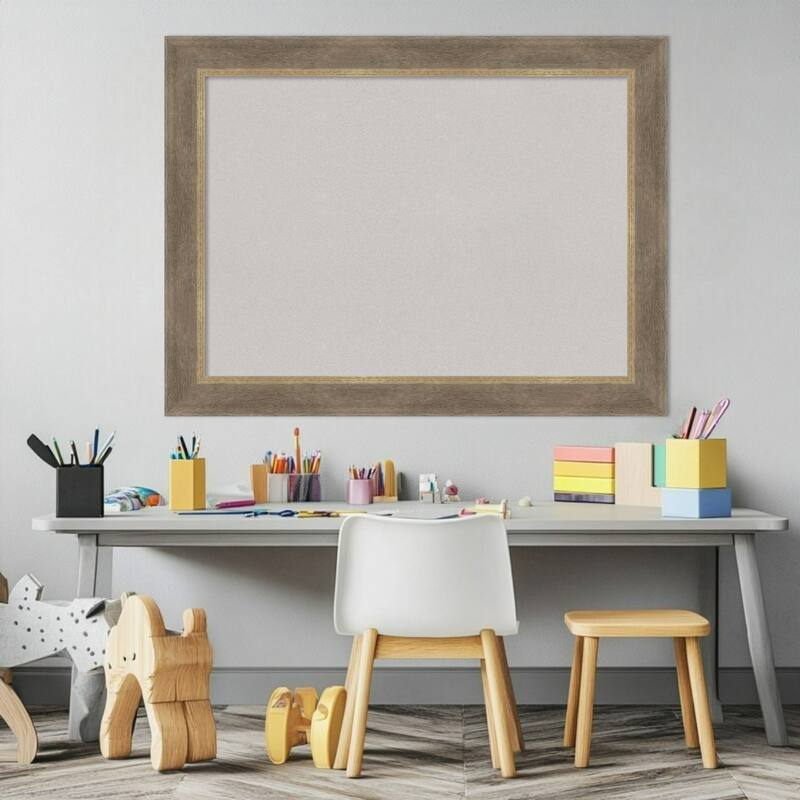 Driftwood Tan Wood Framed Cork Board - Bulletin Board, Organization Board, Pin Board