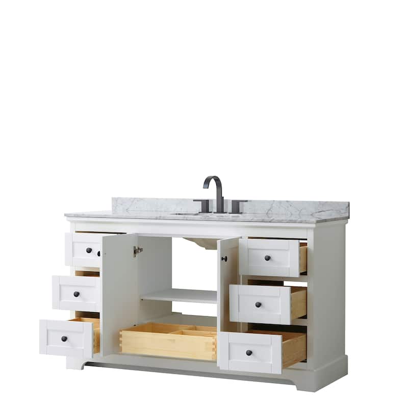Avery 60-inch Single Vanity, Marble Top, Oval Sink, No Mirror
