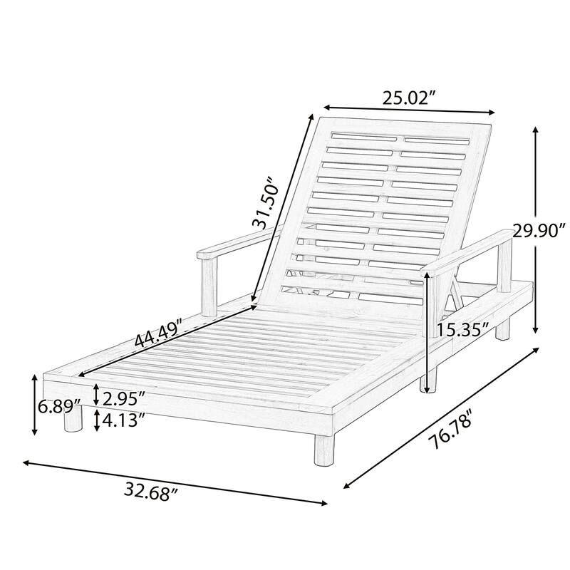 Christopher Knight Home - Modern Indoor/Outdoor Acacia Wood Chaise Lounge with 3-Position Adjustable Backrest & 3-Fold Cushion