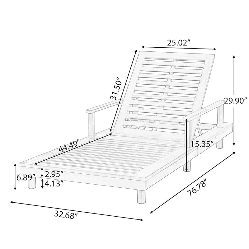 Christopher Knight Home Modern Outdoor Acacia Wood Chaise Lounge with 3-Position Adjustable Backrest & Ventilated Slatted Seat