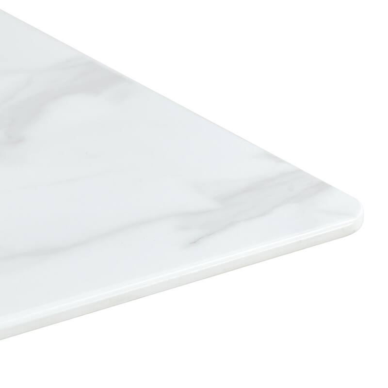 Modern Minimalist Coffee Table. Tempered Glass With Stickers Tabletop,En Mdf Pillars