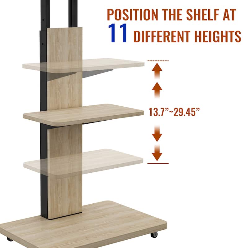 TV Stand Mobile TV Cart with Shelf