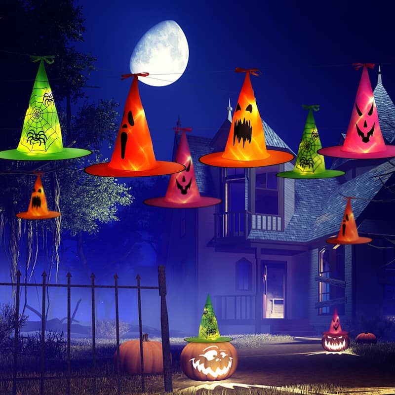 8 Halloween Hanging Light-Emitting Witch Hat Decorative Lights