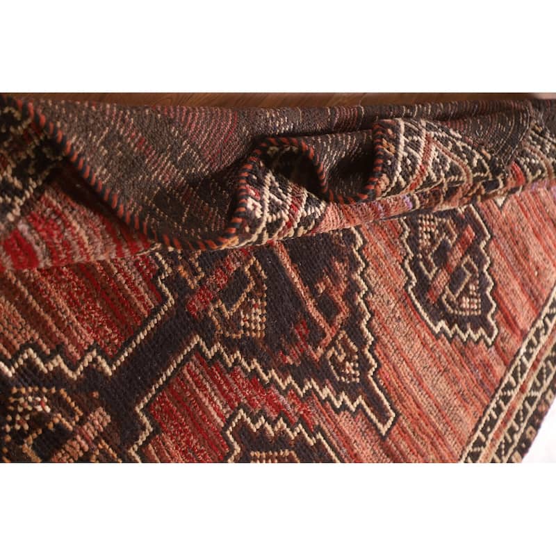 Tribal Geometric Qashqai Persian Antique Rug Hand-knotted Wool Carpet - 4'9"x 6'11"