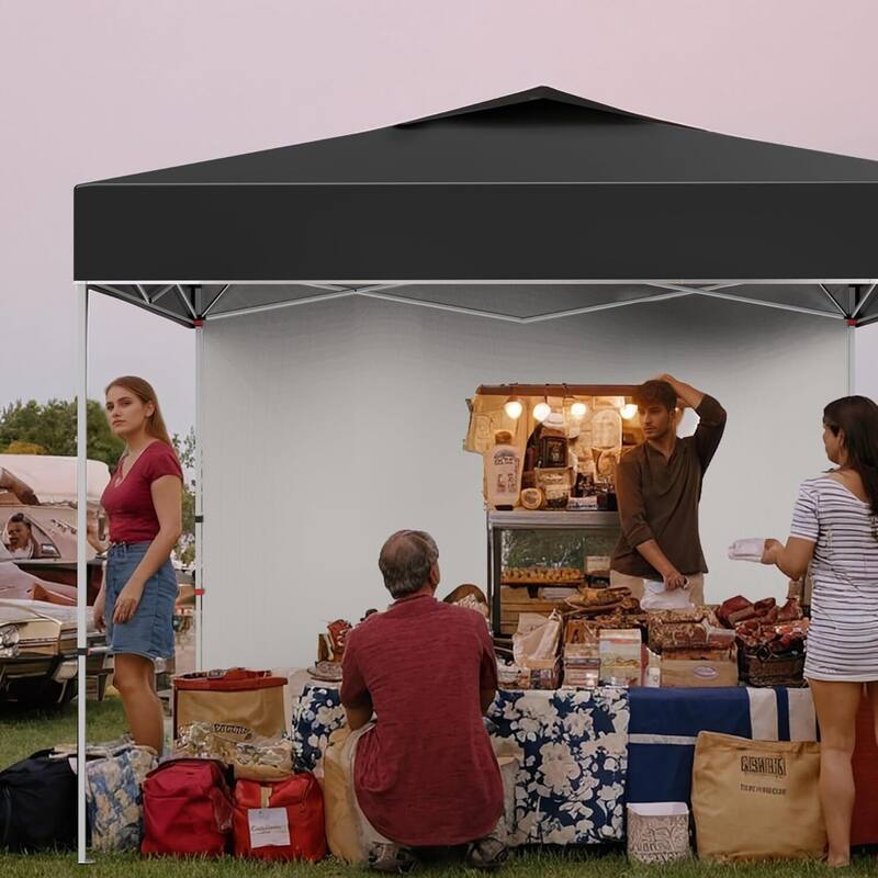 10x10ft Portable Instant Pop Up Canopy Tent with 1 Sidewall for Parties, Camping, Beach - N/A