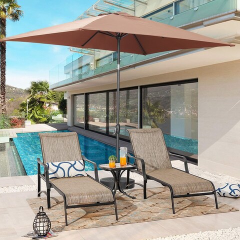 Ainfox Outdoor Patio Umbrella with Base 6x10ft Rectangular Umbrella Crank Tilt by Pressing Button