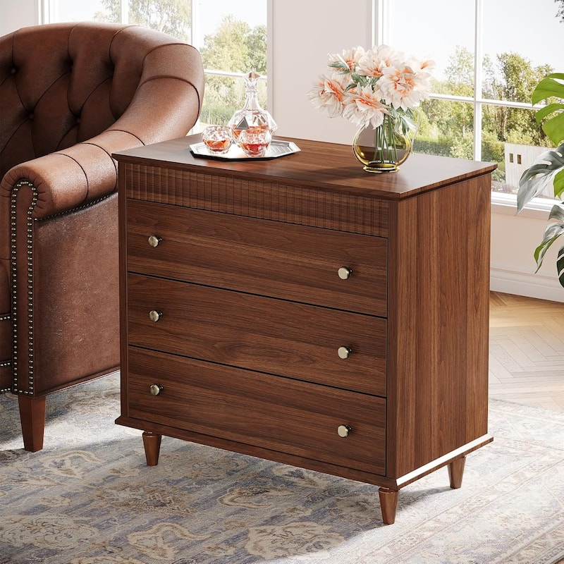 31.5" Oversized Nightstand with 3 Drawers, Storage End/Bedside Table for Bedroom & Home - Brown
