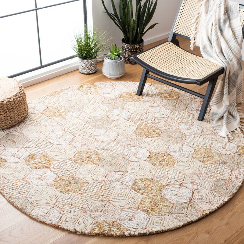 SAFAVIEH Handmade Soho Somer Wool Rug - 6' Round - Beige/Taupe