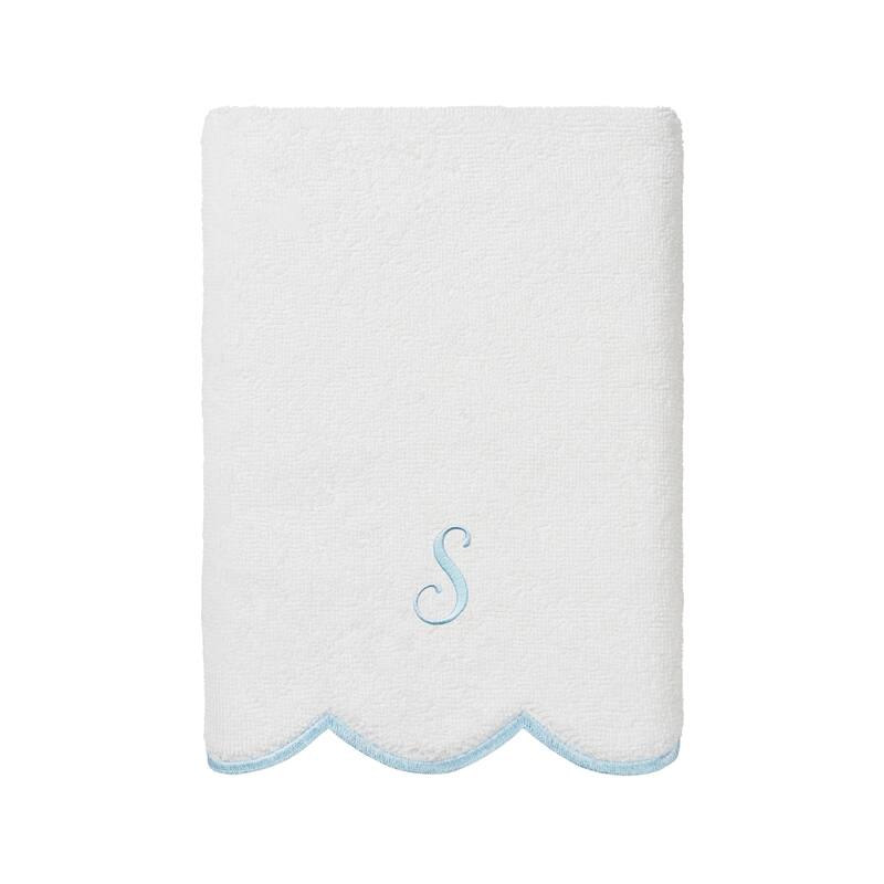 Authentic Hotel and Spa 100% Turkish Cotton Blue ADORNIA Scallop Personalized 3 Piece Towel Set - 3 Piece Set