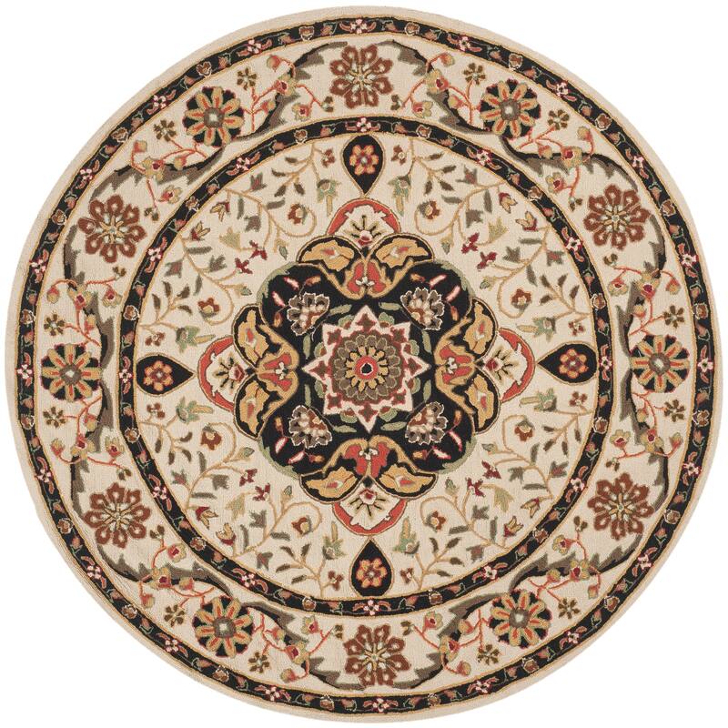 SAFAVIEH Handmade Easy Care Aretha Oriental Rug - 8' Round - Cream/Olive - Round