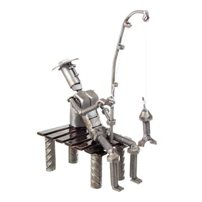 Novica Handmade Fisherman Auto Part Sculpture