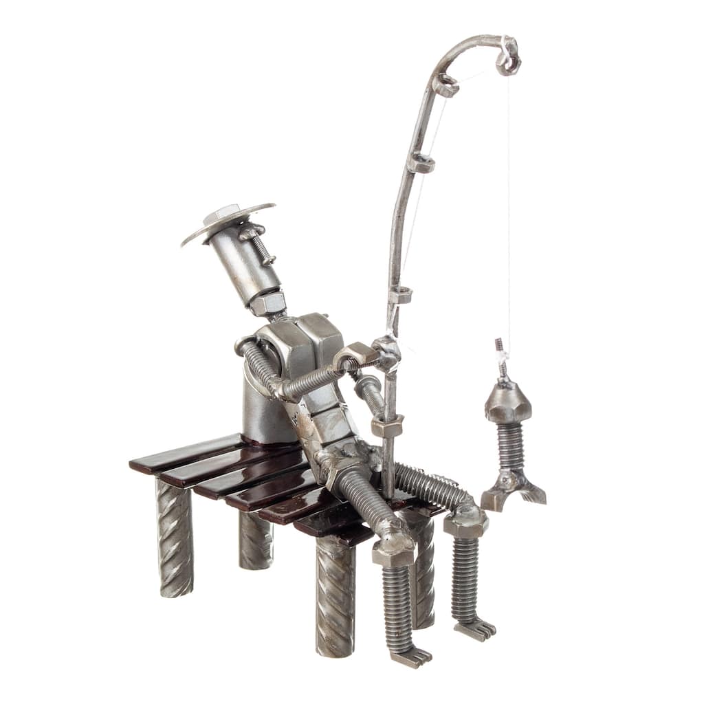 Novica Handmade Fisherman Auto Part Sculpture
