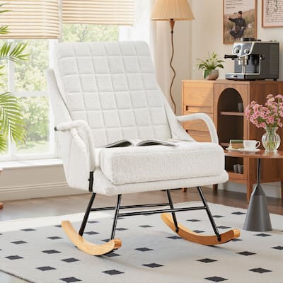Javlergo Nursery Rocking Chair Upholstered Modern Rocking chair with Wingback & Armrest Tall Back Accent Glider Rocker Chairs