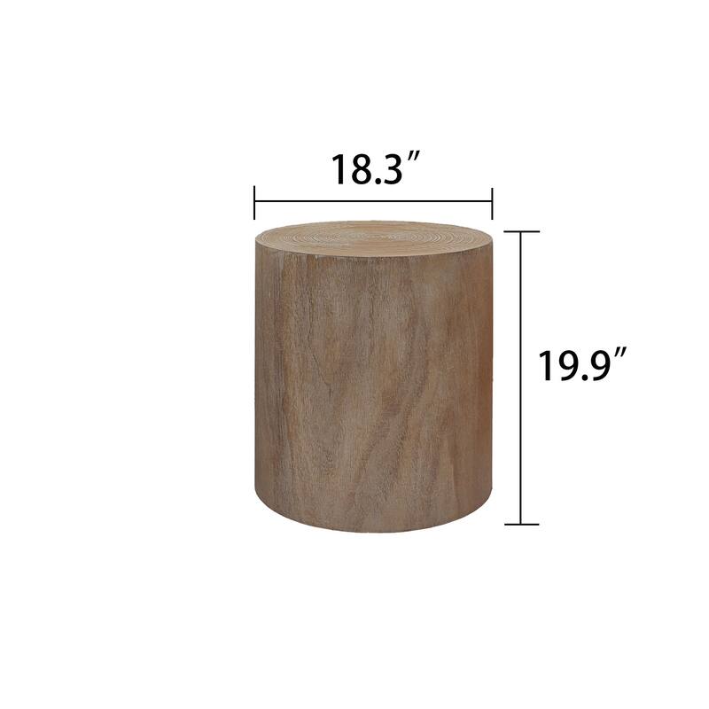 Roomfitters Round Wood Coffee Table Set of 3 with Natural Finish, Nesting Accent & Side Tables, Tree-Stump Design