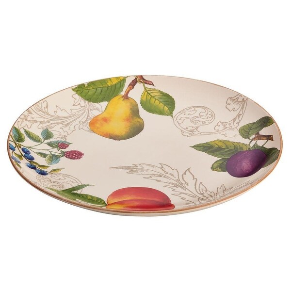 BonJour Dinnerware Orchard Harvest Stoneware 12-Inch Round Platter - Print