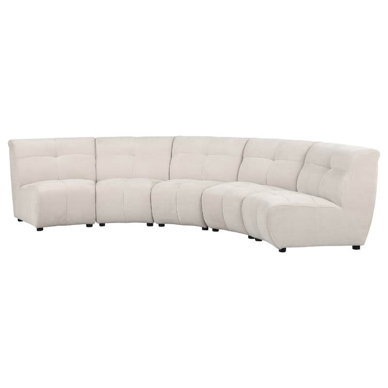 Hia 5 Piece L Shaped Modular Sectional Sofa, Tufted Ivory