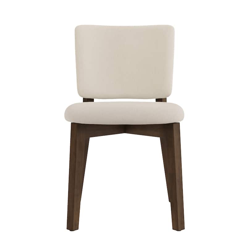 Fabric Upholstered Dining Chairs Set of 2/4 with Wooden Legs, Modern Kitchen Dining Chairs with Back, Walnut Flaxen