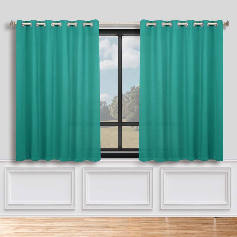 Superior Solid Machine Washable Room Darkening Grommet Blackout Curtains, Set of 2