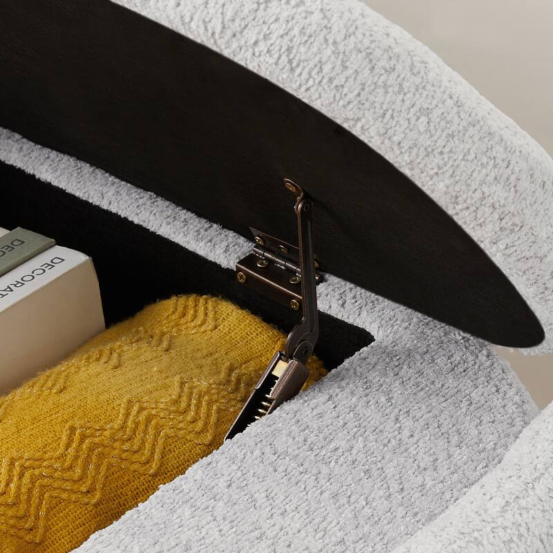 3D Lamb Fleece Fabric Bench with Large Storage Space