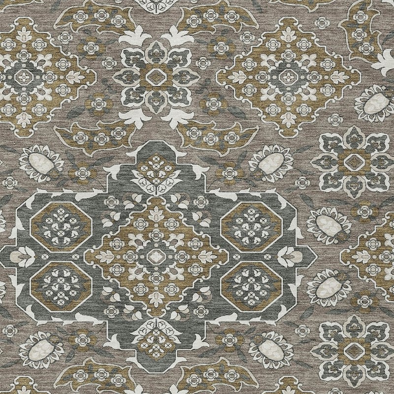 HomeRoots Medallion Traditional Rectangle Outdoor Rug