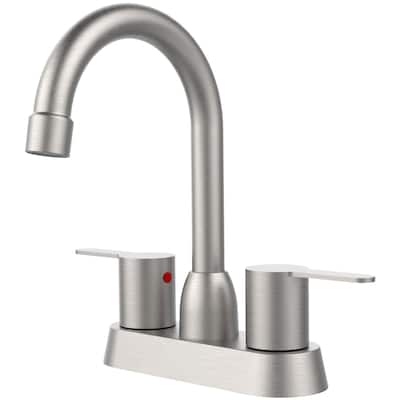 4 Inch Centerset Bathroom Faucet with Drain Assembly Brushed Nickel 2-Handle Basin Vanity Sink RV Faucet with Swivel Spout