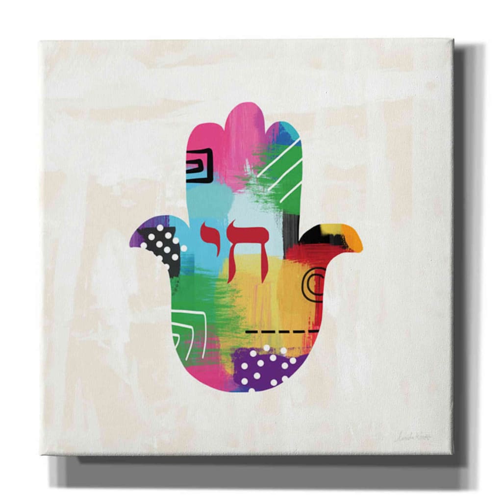 Epic Graffiti 'Chai Hamsa' by Linda Woods, Canvas Wall Art