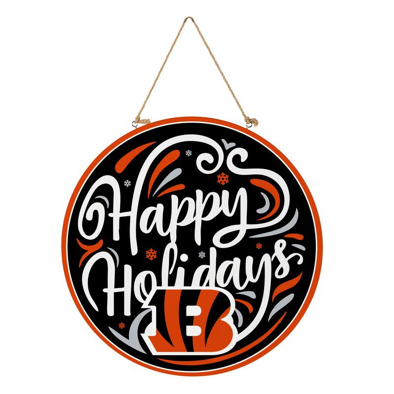 Cincinnati Bengals 18" x 18" Happy Holidays Door Décor Wall Sign - 18" x 18"