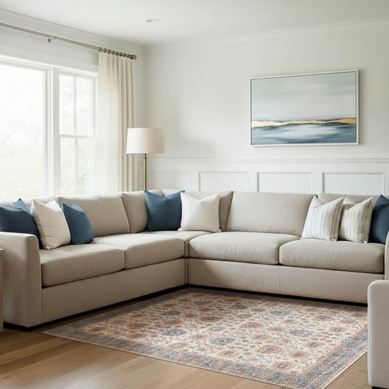 Wyatt & Ash Dream Mink Printed Chenille Rugs - Neutral - 7'10" x 10'