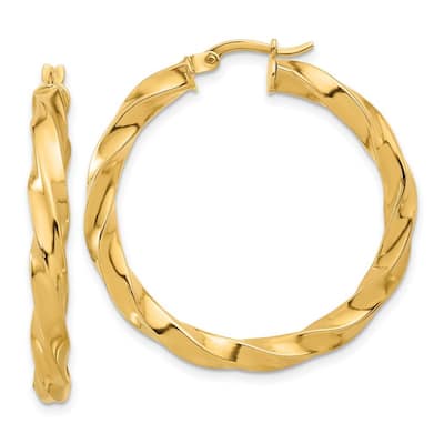 Curata 14k Yellow Gold Polished Twisted Hoop Earrings - 35.12x35.75mm