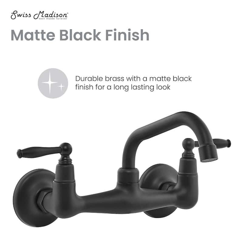 Loire Wall-Mounted Faucet In Matte Black - 10.24" x 6.3" 12.99"